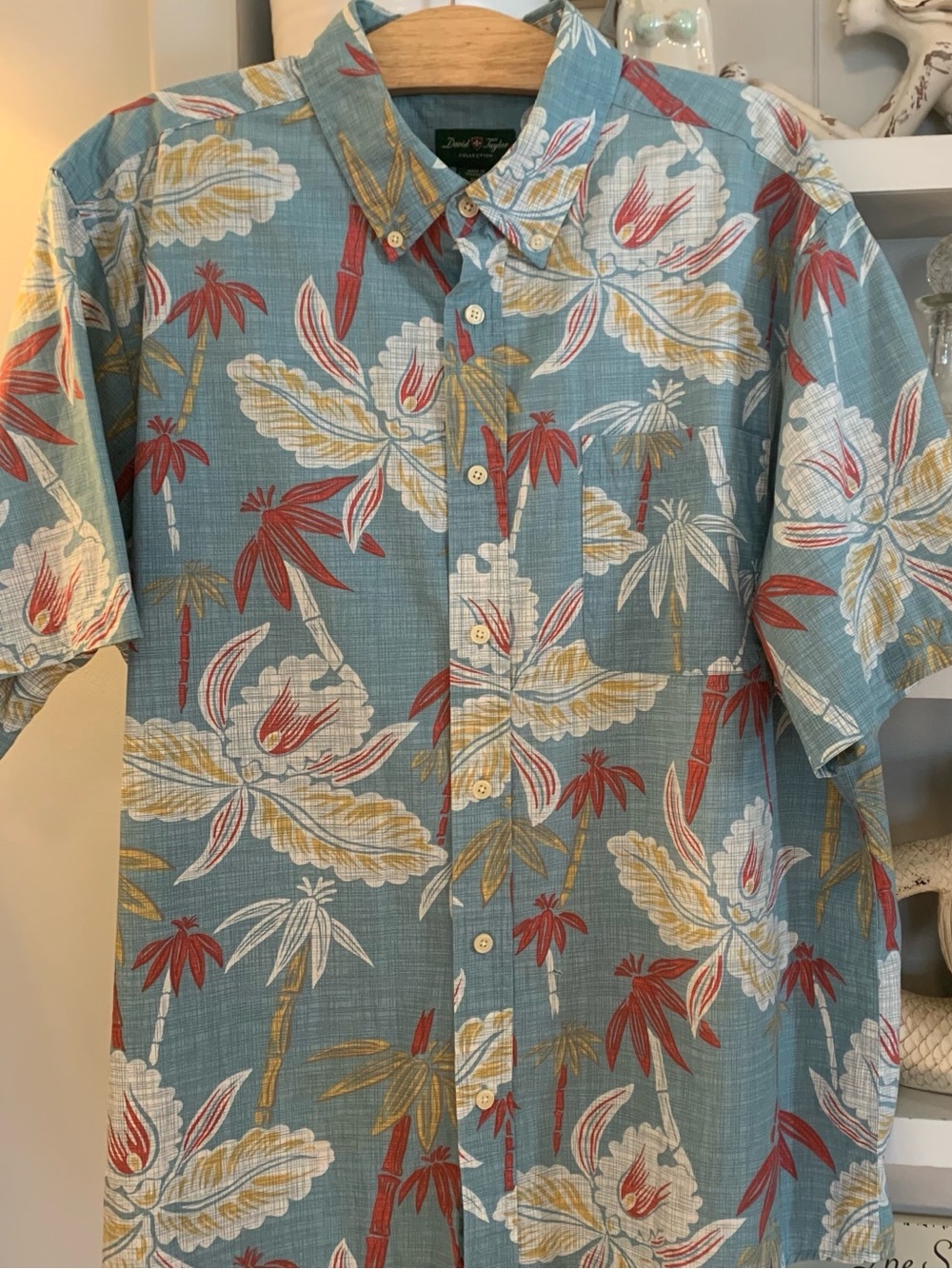 Vintage David Taylor Collection Short Sleeve Hawaiian Button Down Shirt Size XL